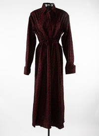Chemise à manches longues en laine - Bordeaux & Noir