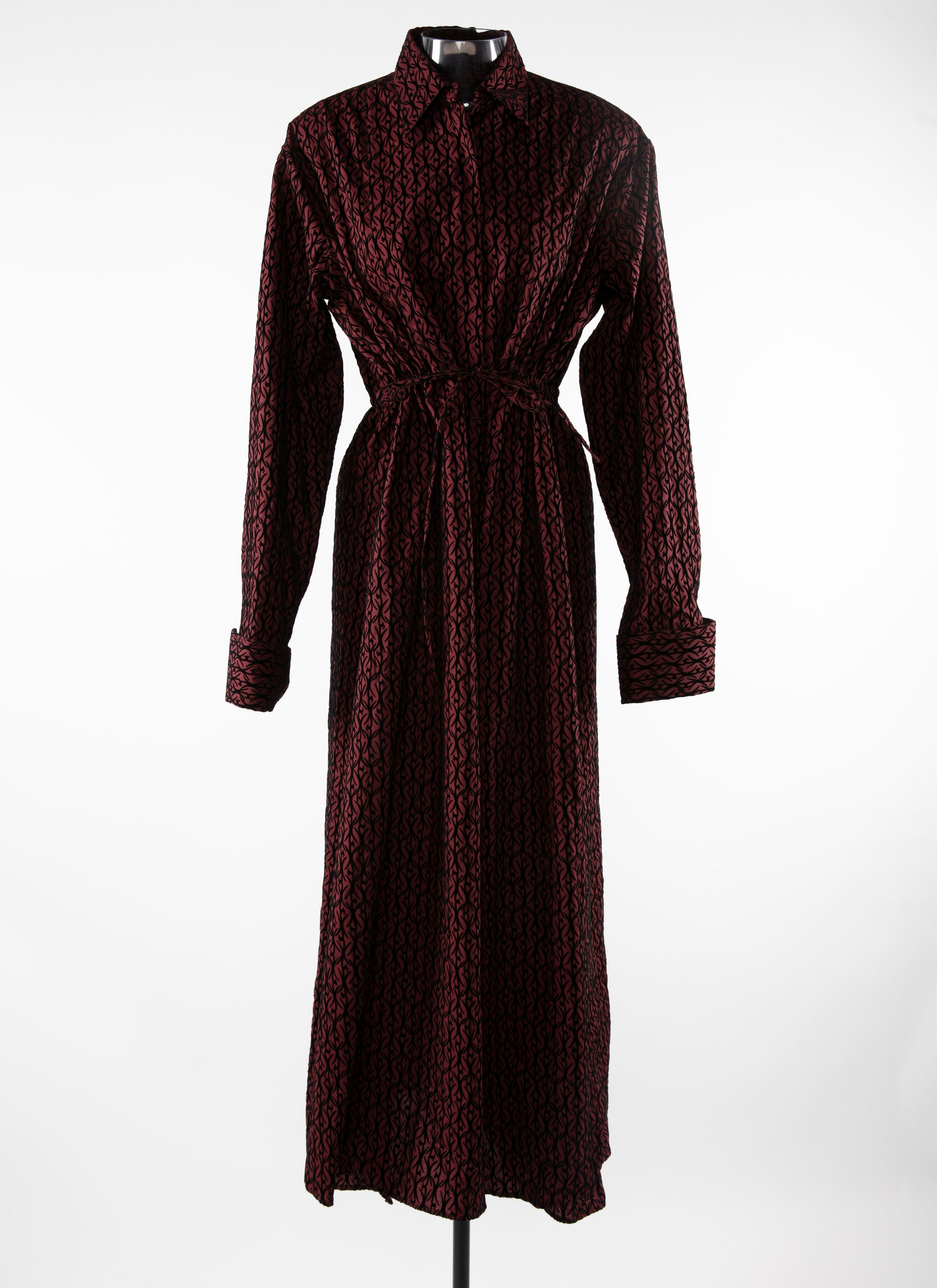 Chemise à manches longues en laine - Bordeaux & Noir