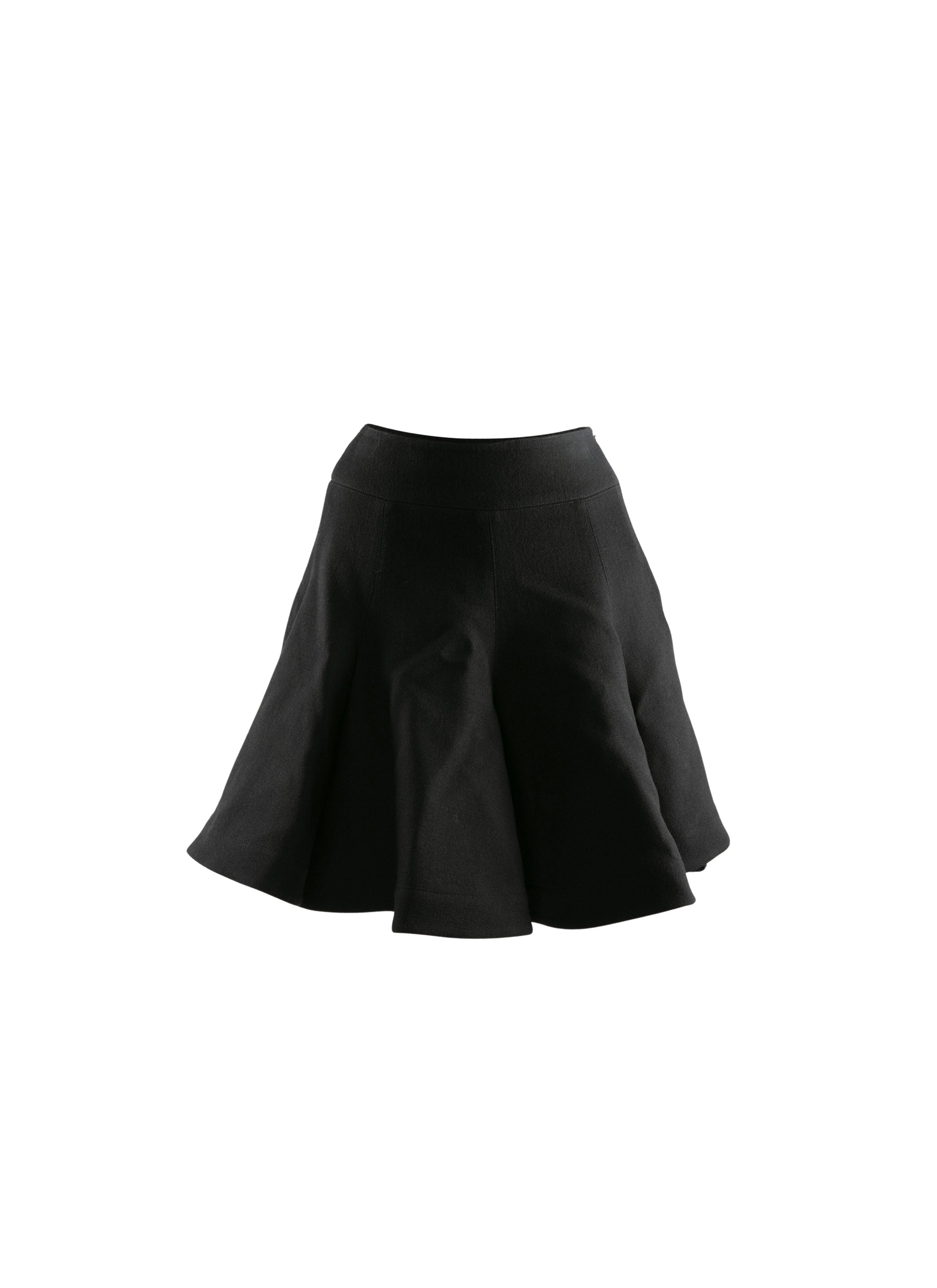Short plain skater skirt - Black intense