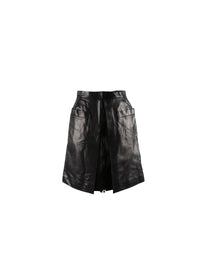 Jupe courte en cuir avec poches plaquées - Noir