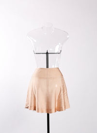 Sheer plain short skirt - Light Brown