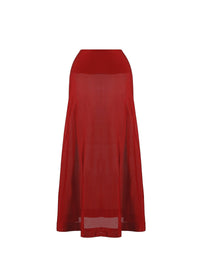 Plain sheer long skirt bottom - Madder