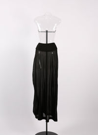 Fond de jupe longue en maille unie transparente - Noir