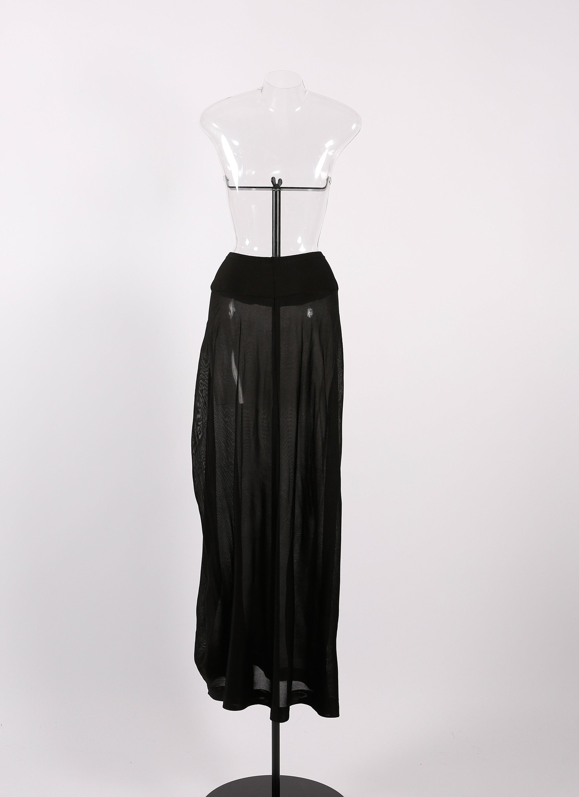 Fond de jupe longue en maille unie transparente - Noir