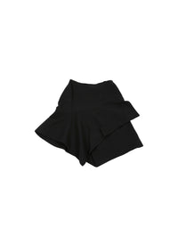 Jupe courte en laine asymétrique - Noir