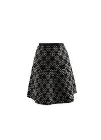 Two-tone printed wool short skirt - Black & White