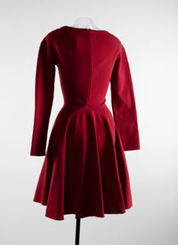 Robe patineuse courte à manches longues en laine - Garance