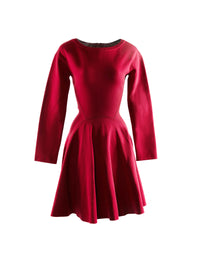 Robe patineuse courte à manches longues en laine - Garance