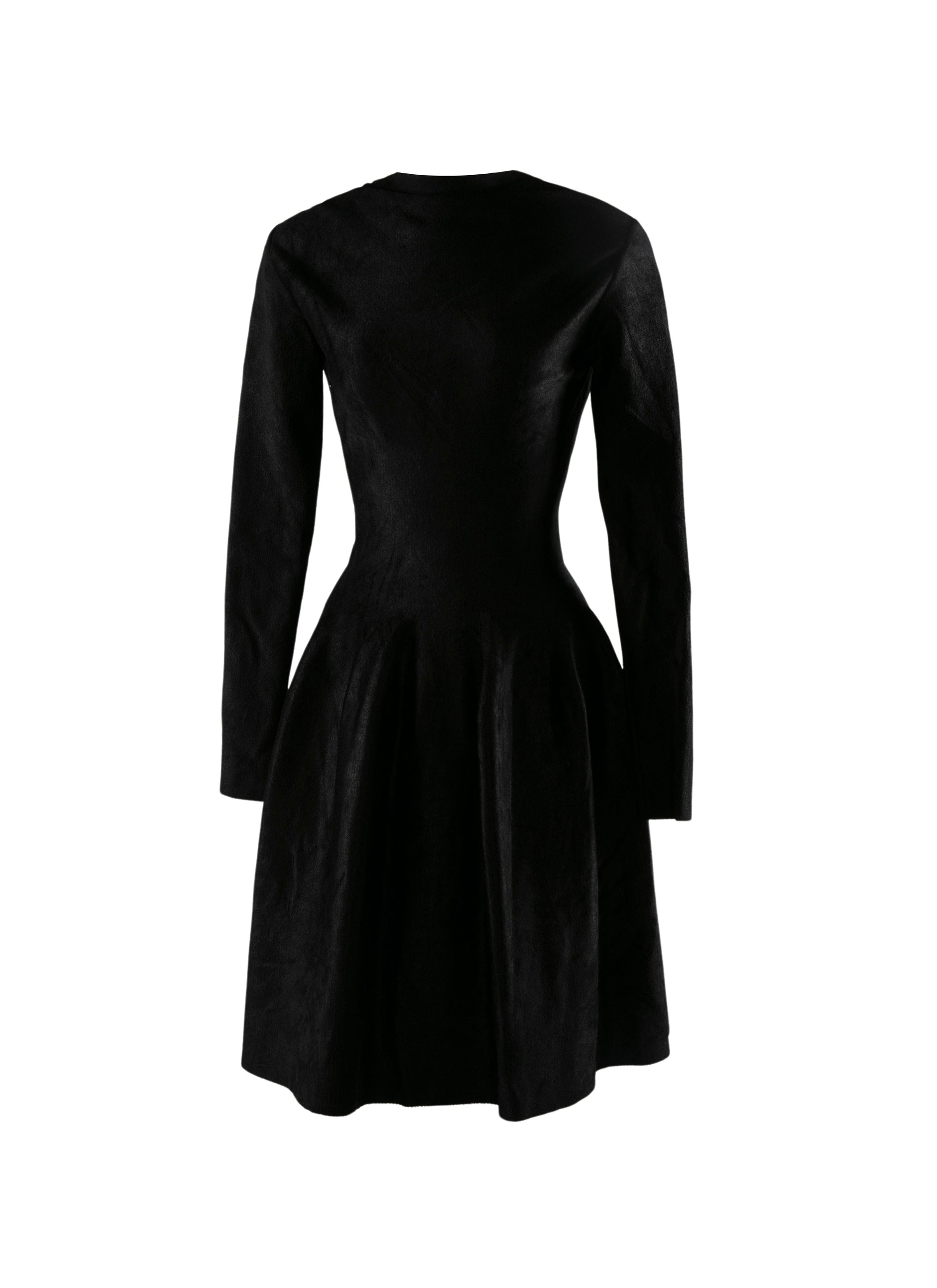 Robe regular sans manches zippée au dos en laine - Noir