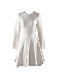 Robe patineuse à col rond en laine - Blanc Nacre