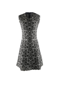 Sleeveless round-neck short dress in wool - White & Black