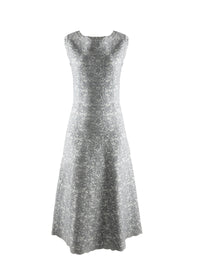 Robe longue imprimée floral à ourlet festonné en laine - Blanc & Gris