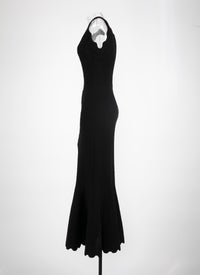 Robe longue sans manches Lotus - Noir