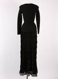Robe longue à manches longues Mambo - Noir & Rhodium