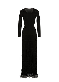 Mambo long-sleeved maxi dress - Black & Rhodium