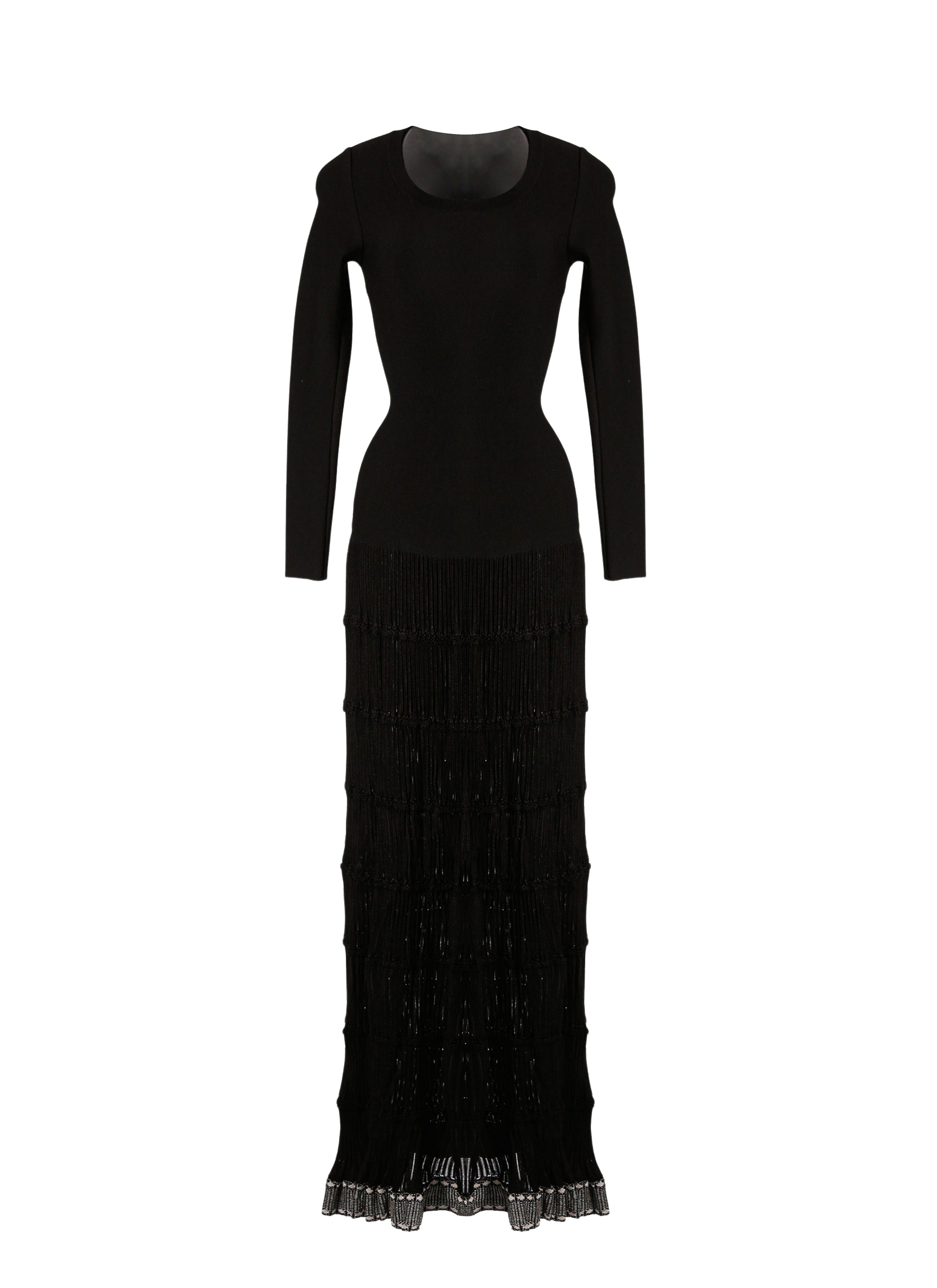 Mambo long-sleeved maxi dress - Black & Rhodium