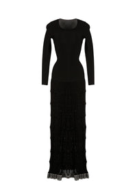 Robe longue à manches longues Mambo - Noir & Rhodium