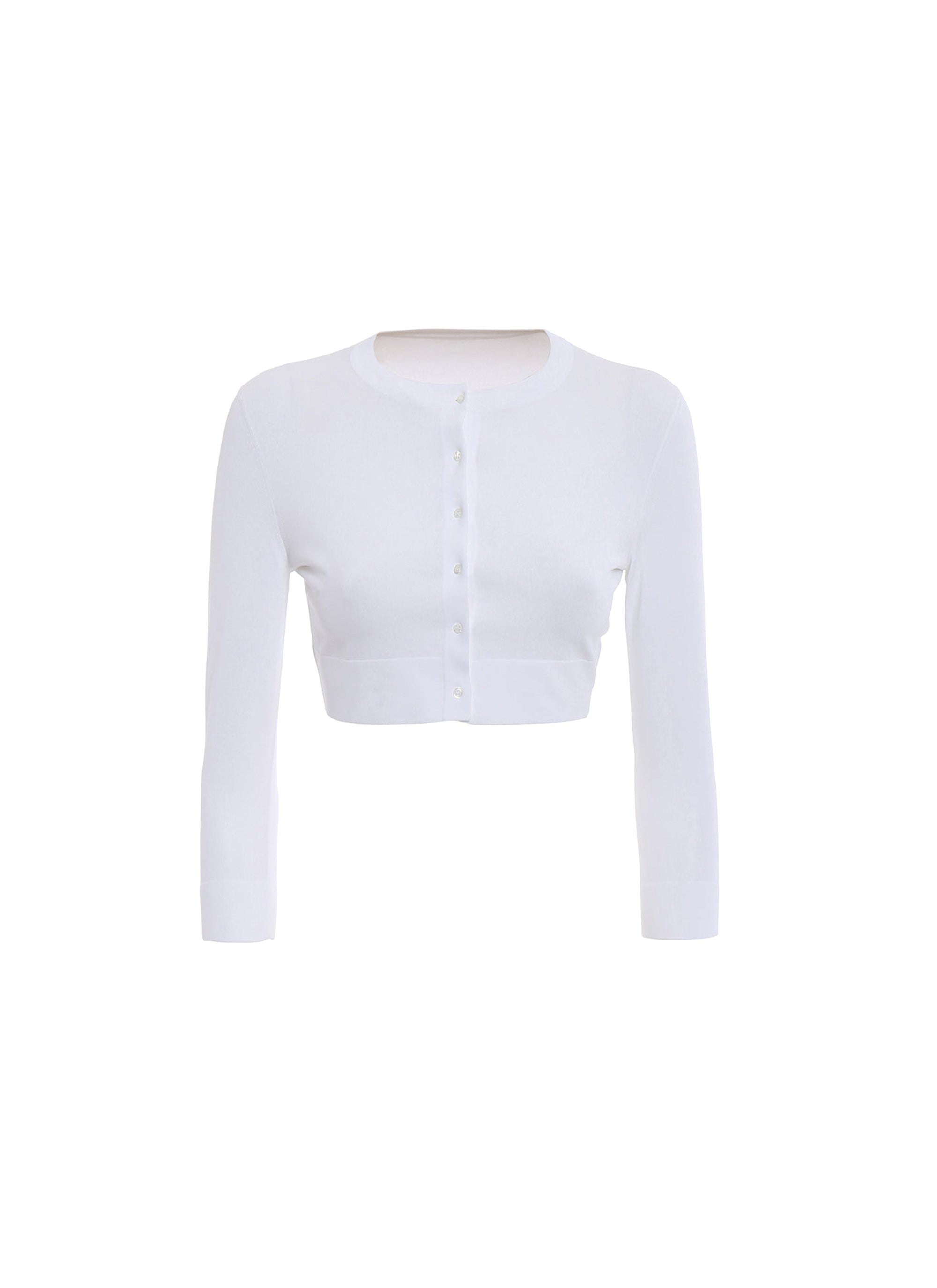 Cardigan boutonné à manches longues en maille - Blanc intense