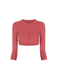 Long sleeve buttoned knitted cardigan - Raspberry