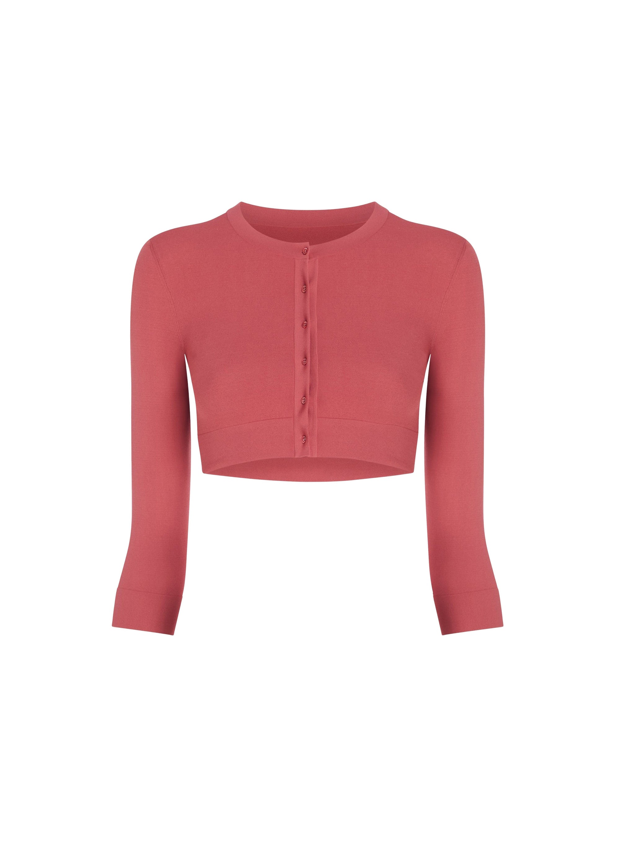 Long sleeve buttoned knitted cardigan - Raspberry