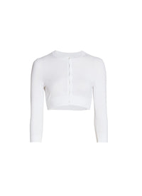 Cardigan boutonné à manches longues en maille - Blanc optique