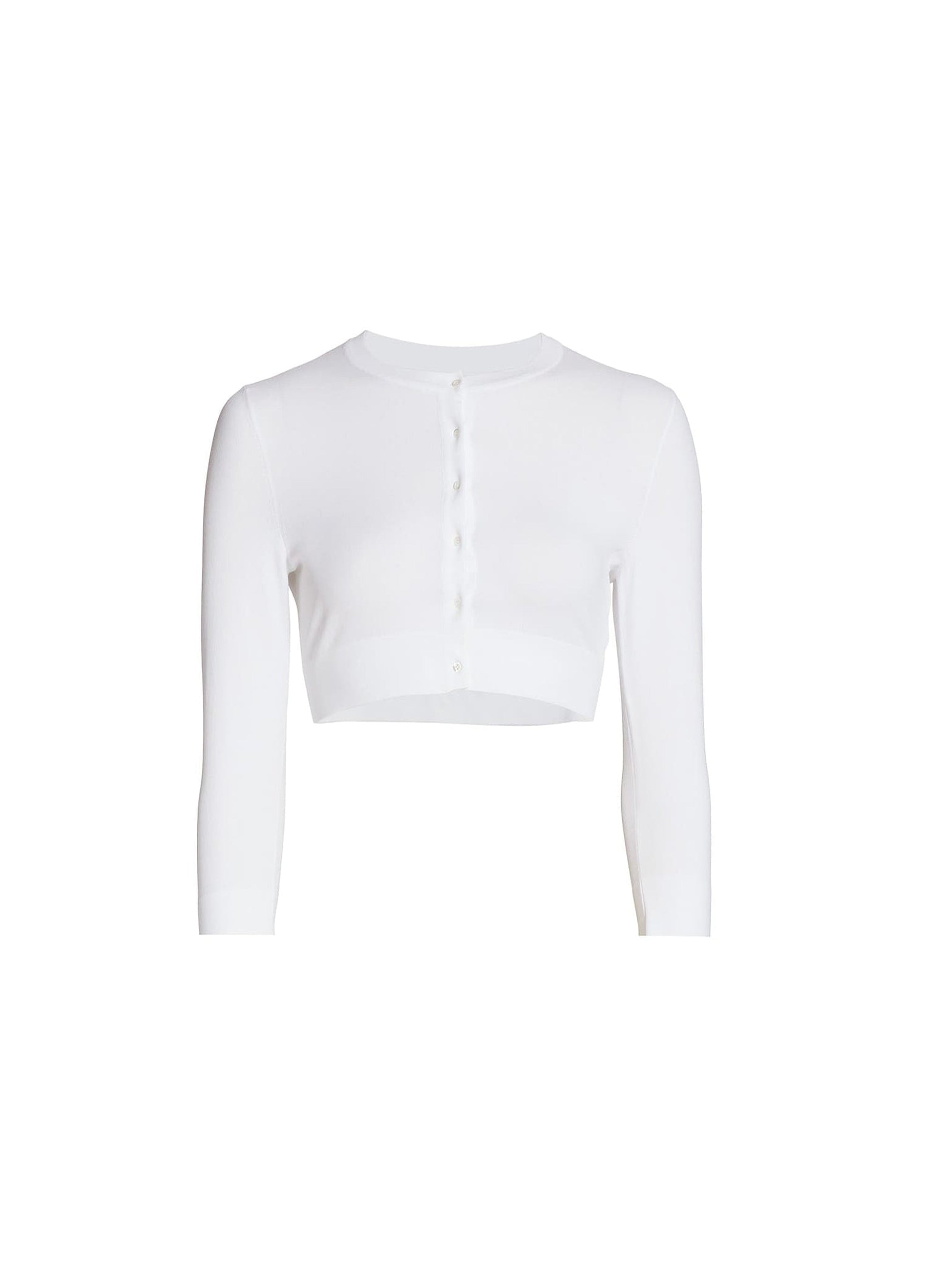 Cardigan boutonné à manches longues en maille - Blanc optique
