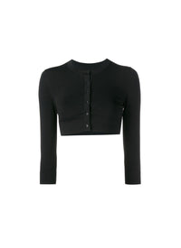 Cardigan boutonné à manches longues en maille - Noir