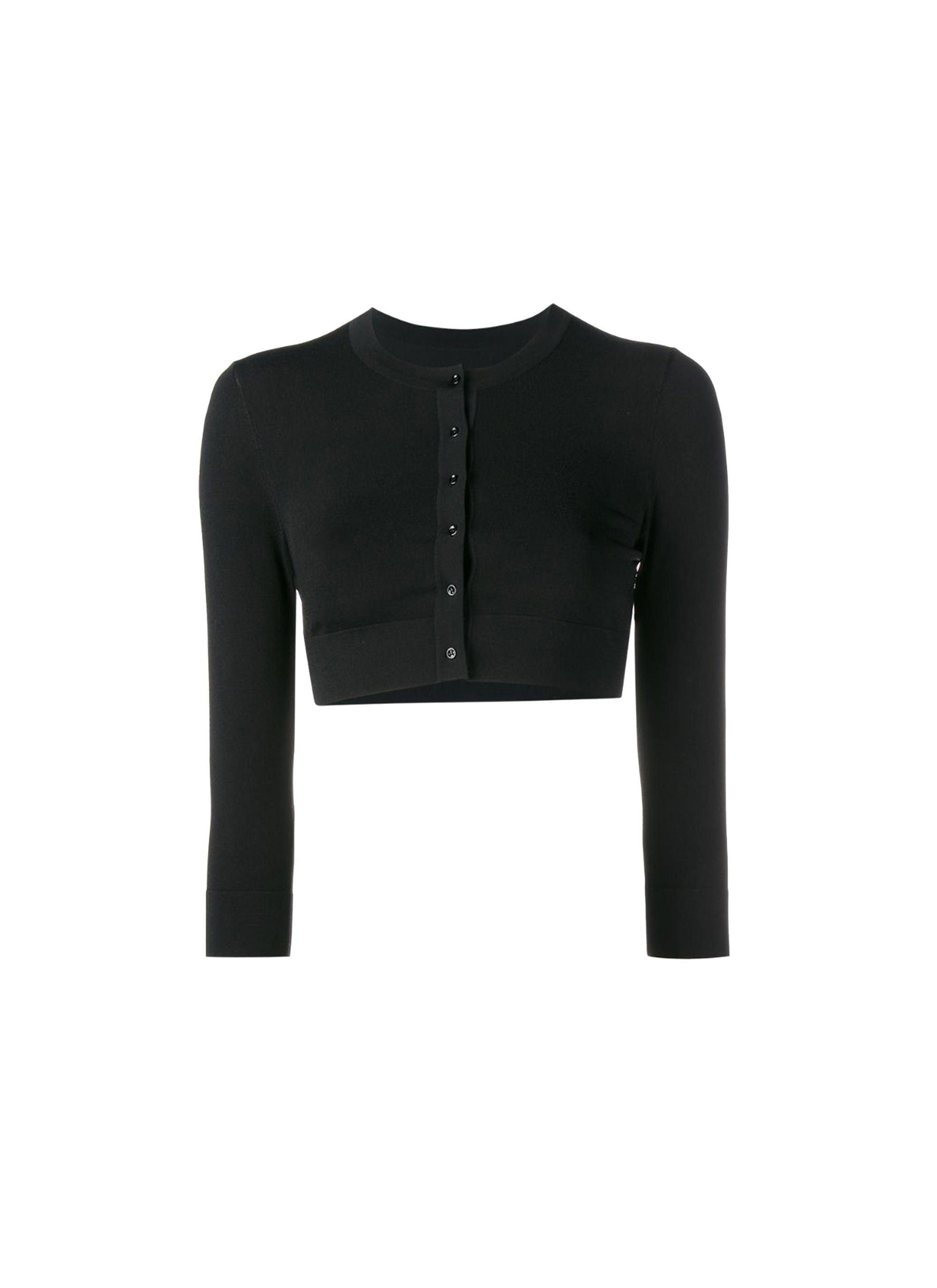 Cardigan boutonné à manches longues en maille - Noir