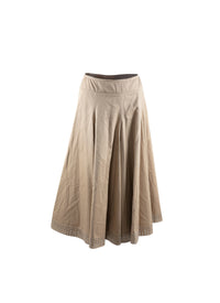 Pleated midi skirt with openwork hem - Beige