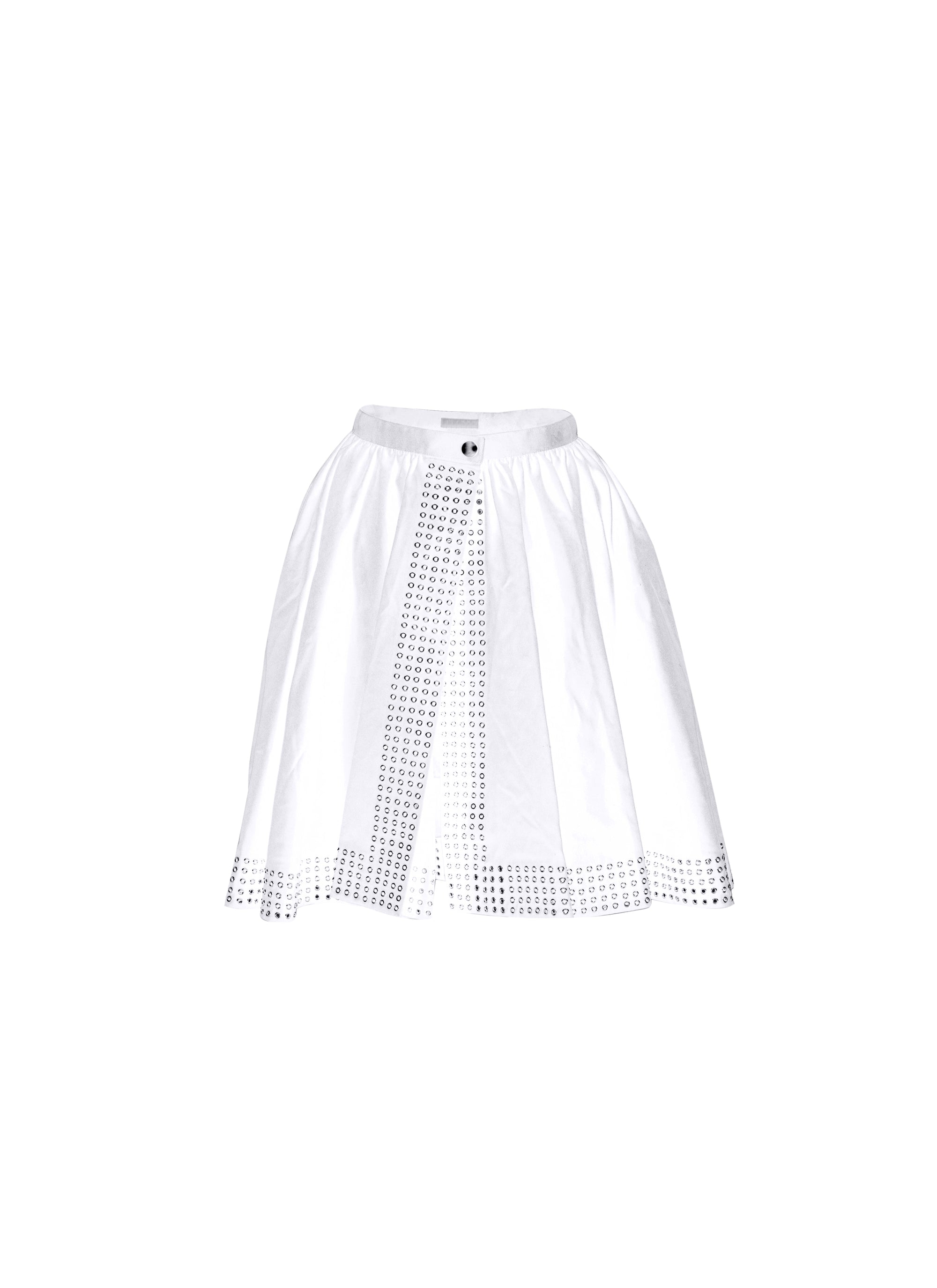 Regular skirt with eyelets - White