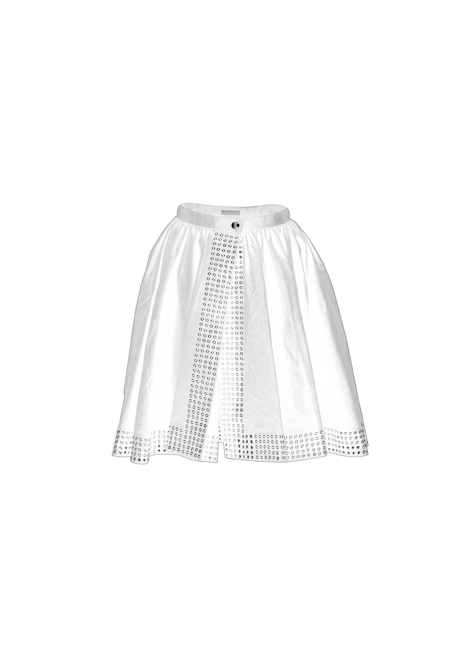 Jupe regular à œillets - Blanc