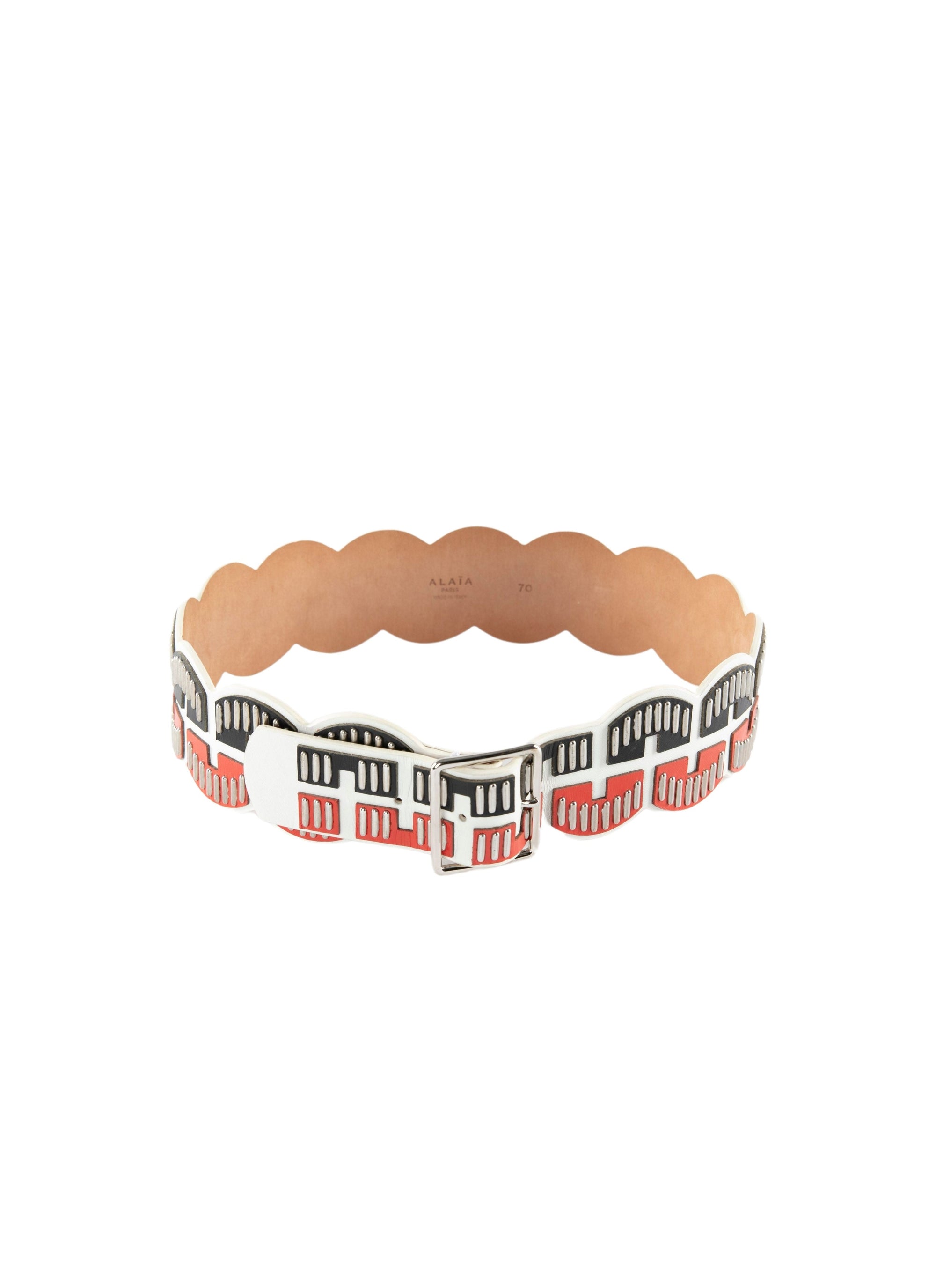 Ceinture cloutée bicolore en cuir - Multicolore