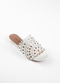 Mules à bride perforée en cuir - Blanc