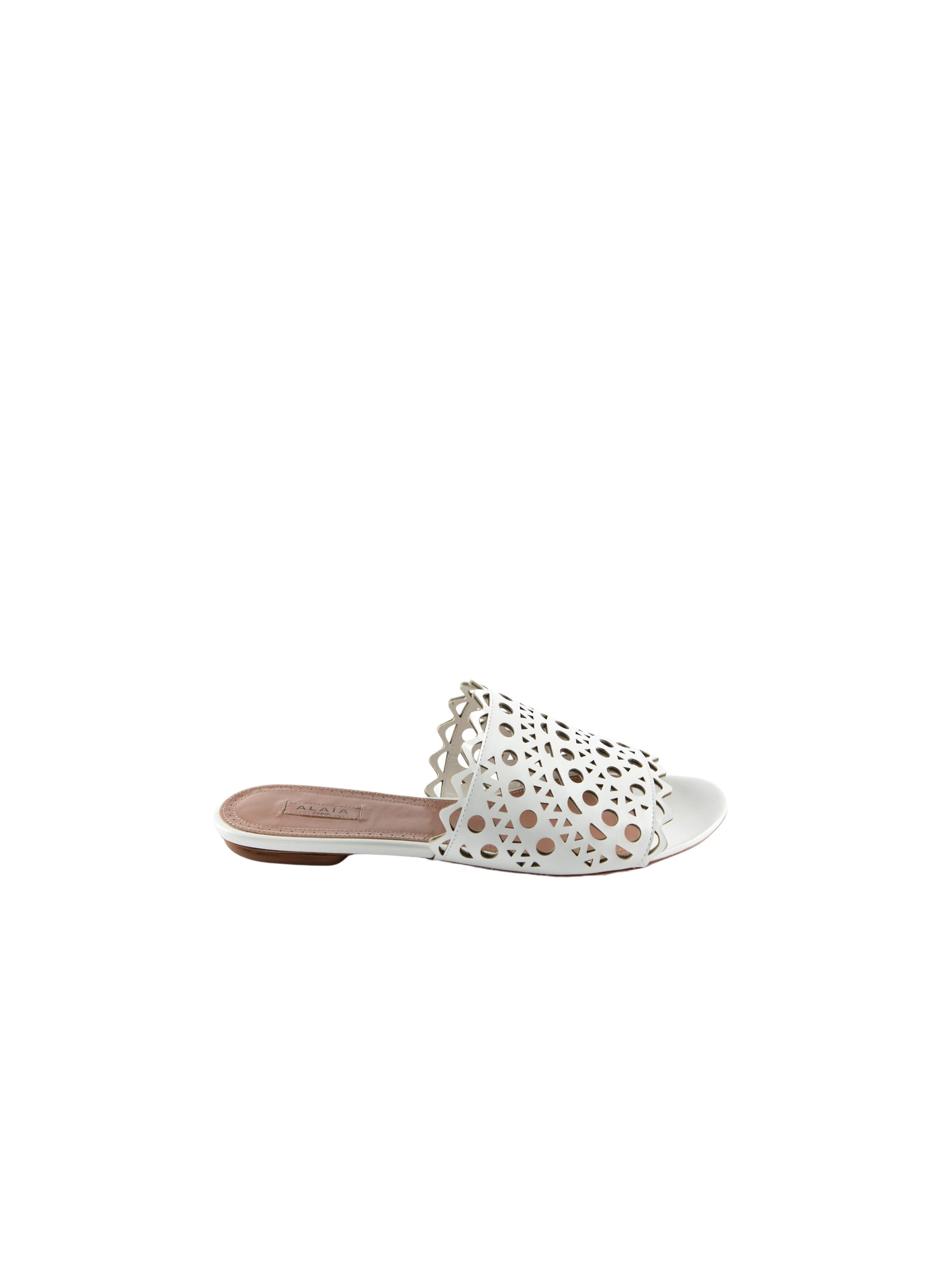 Mules à bride perforée en cuir - Blanc