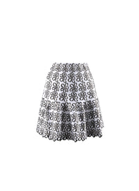 Jupe courte évasée à motifs contrastés - Noir & Blanc