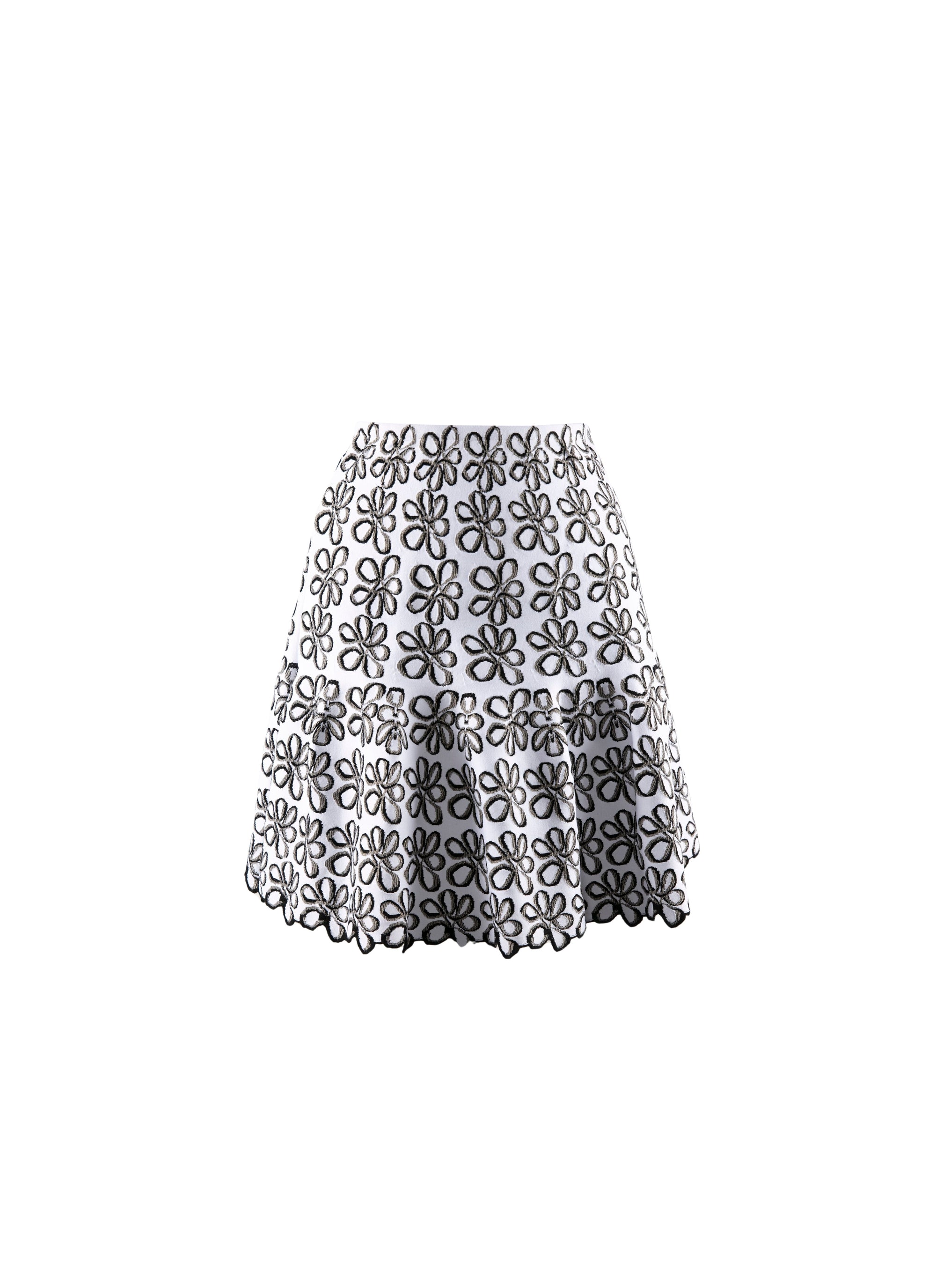 Jupe courte évasée à motifs contrastés - Noir & Blanc