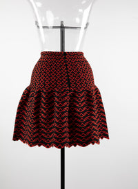 Mini-jupe évasée à motifs contrastés - Noir & Orange