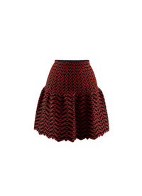Mini-jupe évasée à motifs contrastés - Noir & Orange