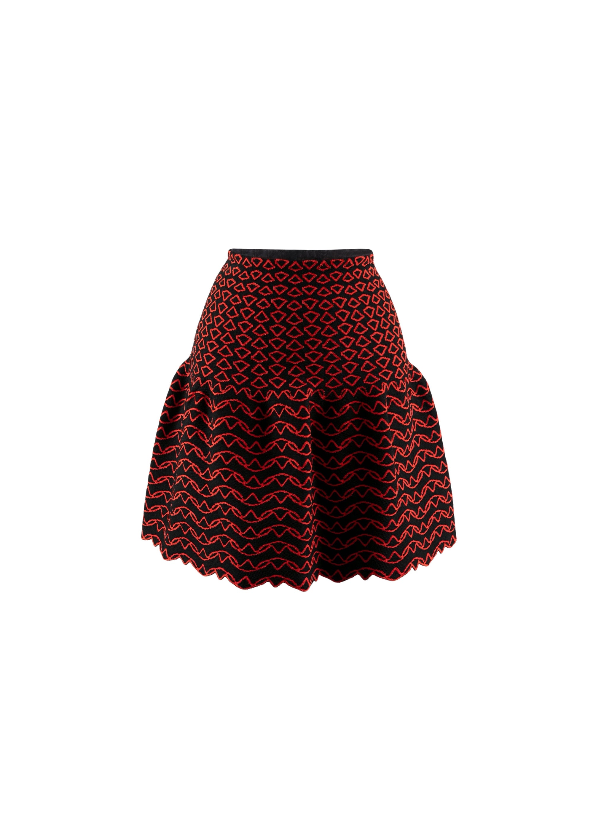 Mini-jupe évasée à motifs contrastés - Noir & Orange