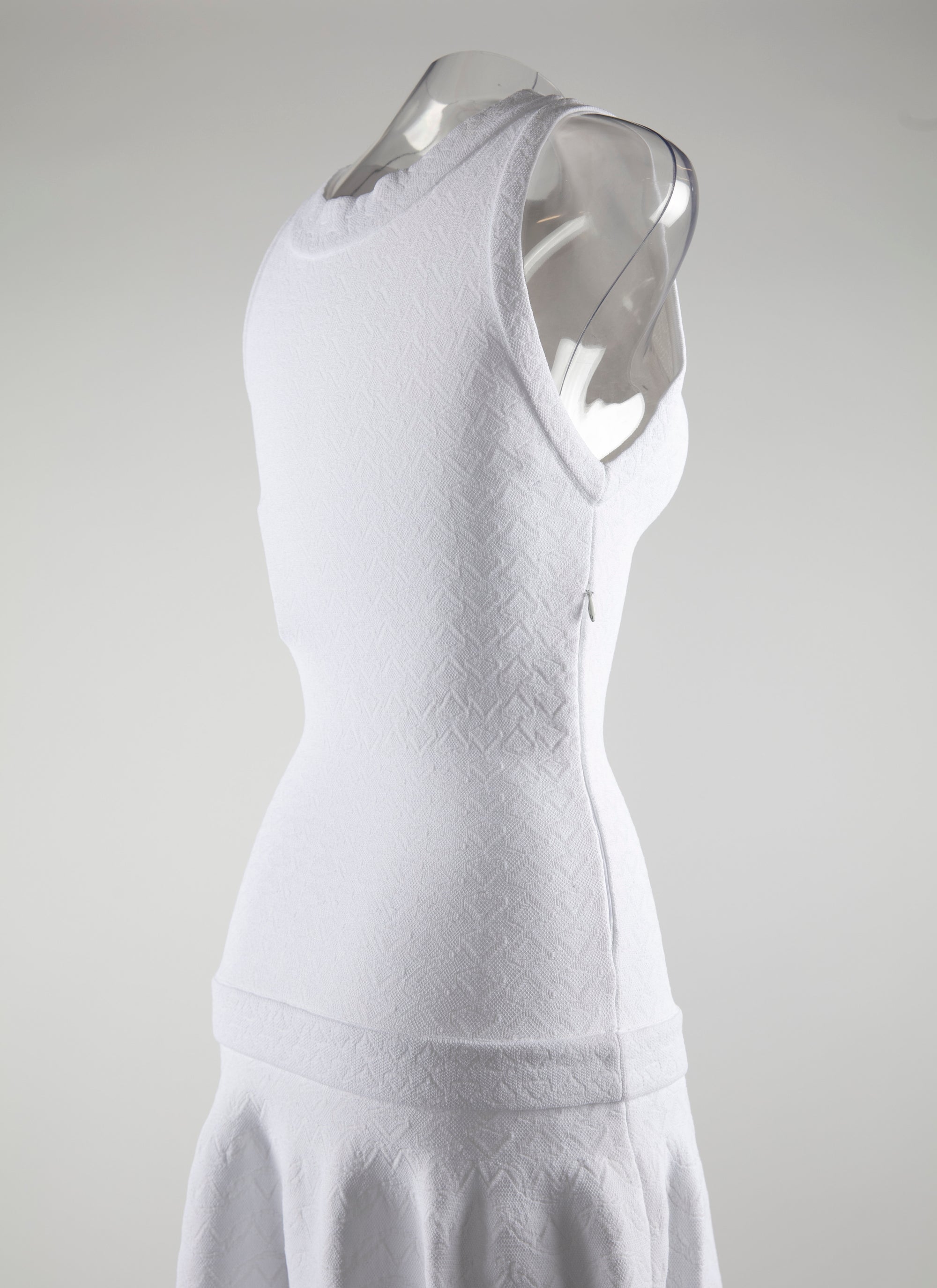 Robe longue texturée sans manches - Blanc