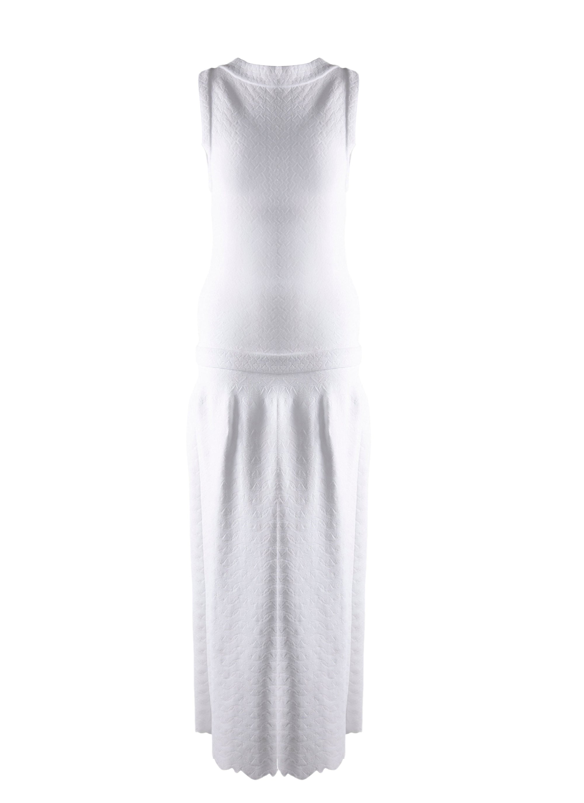 Robe longue texturée sans manches - Blanc