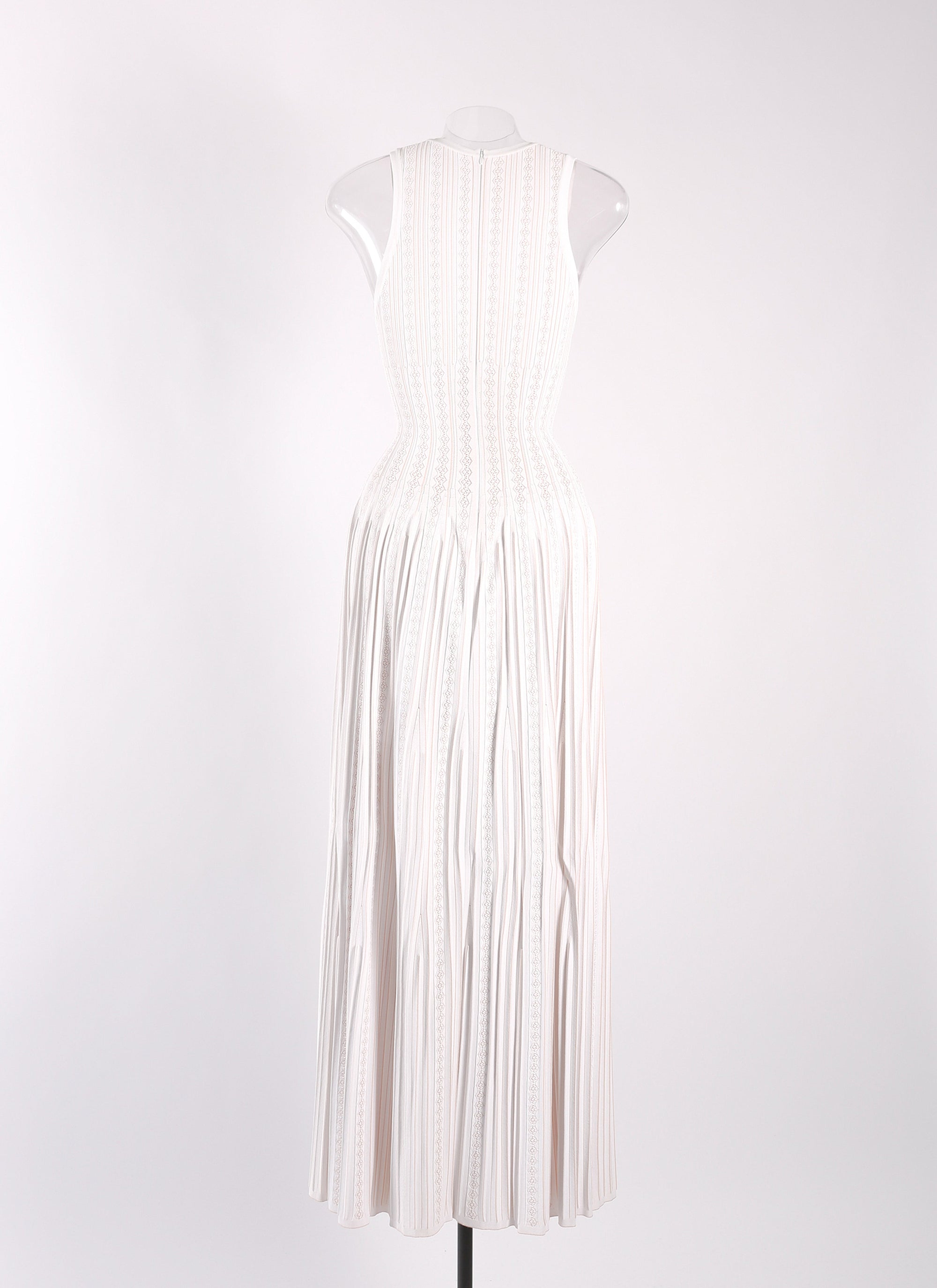 Mistral sleeveless knitted dress - White & Flesh