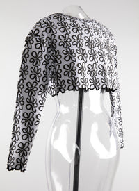Long-sleeved cropped jumper with scalloped hem - Flesh & Multicolour