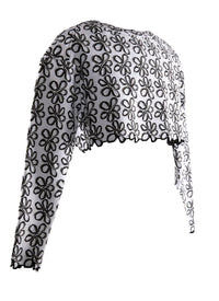 Long sleeve cropped jumper with scalloped hem - Flesh & Multicolor
