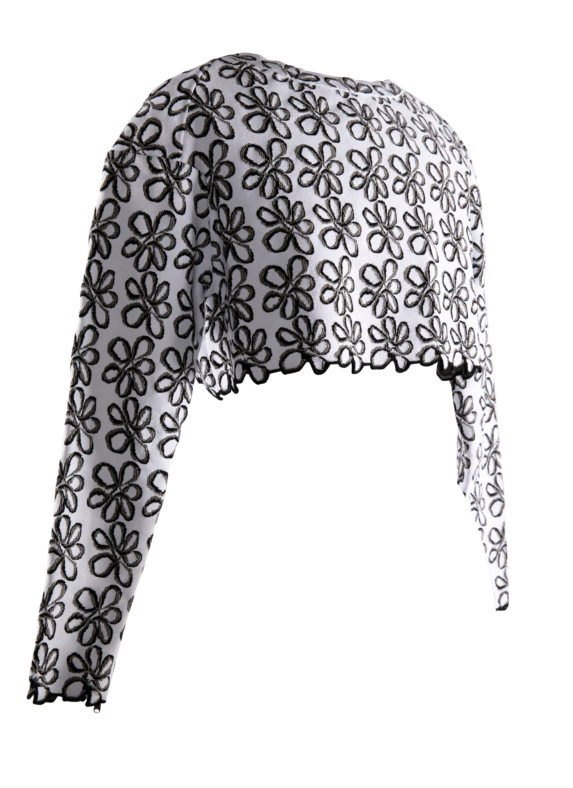 Long sleeve cropped jumper with scalloped hem - Flesh & Multicolor