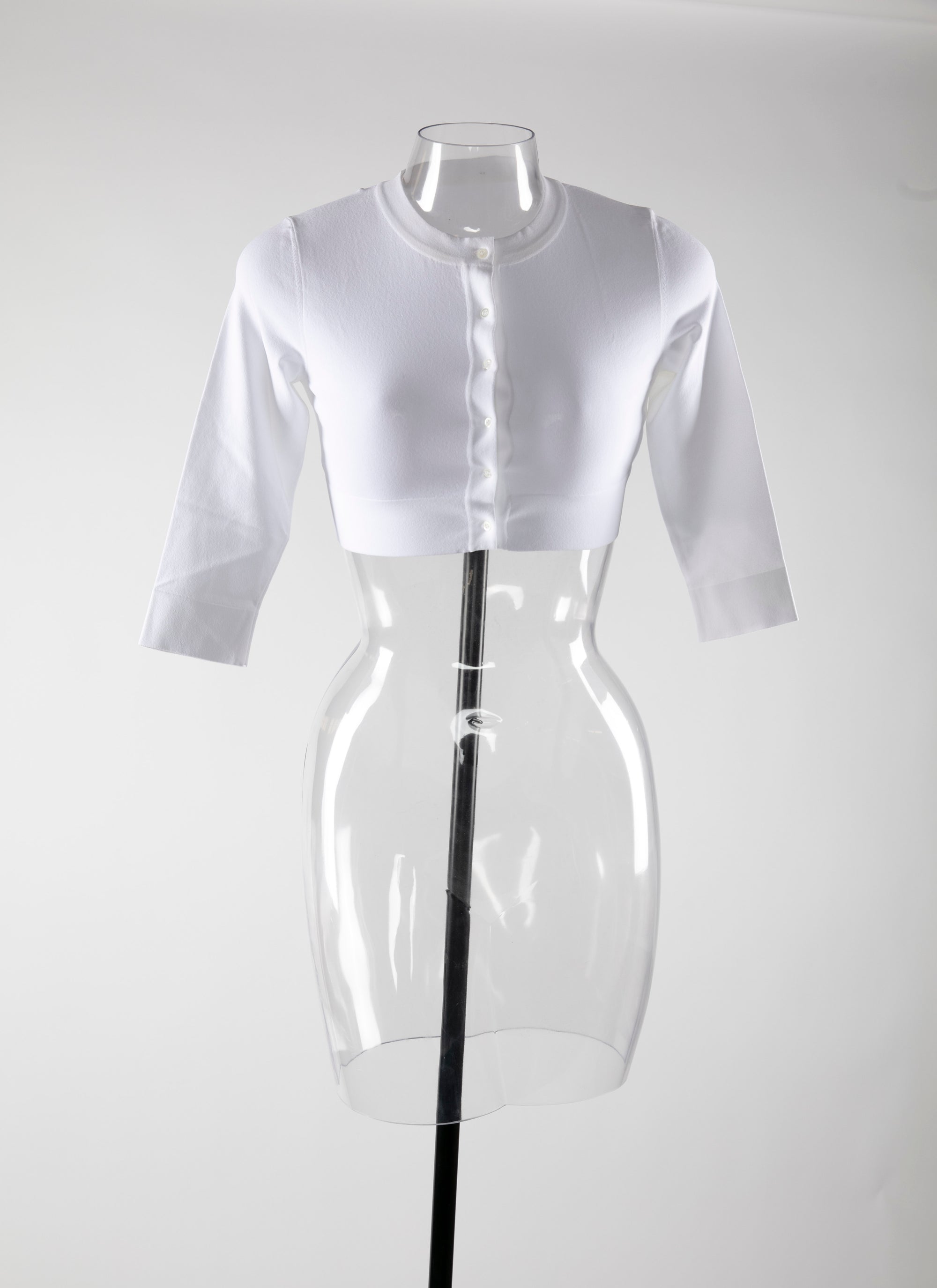 Cardigan court boutonné à manches longues en maille - Blanc éclat