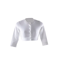 Cardigan court boutonné à manches longues en maille - Blanc éclat