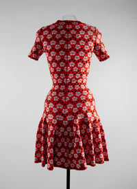 Robe manches courtes ornée d'un motif orchidé - Orange & Blanc