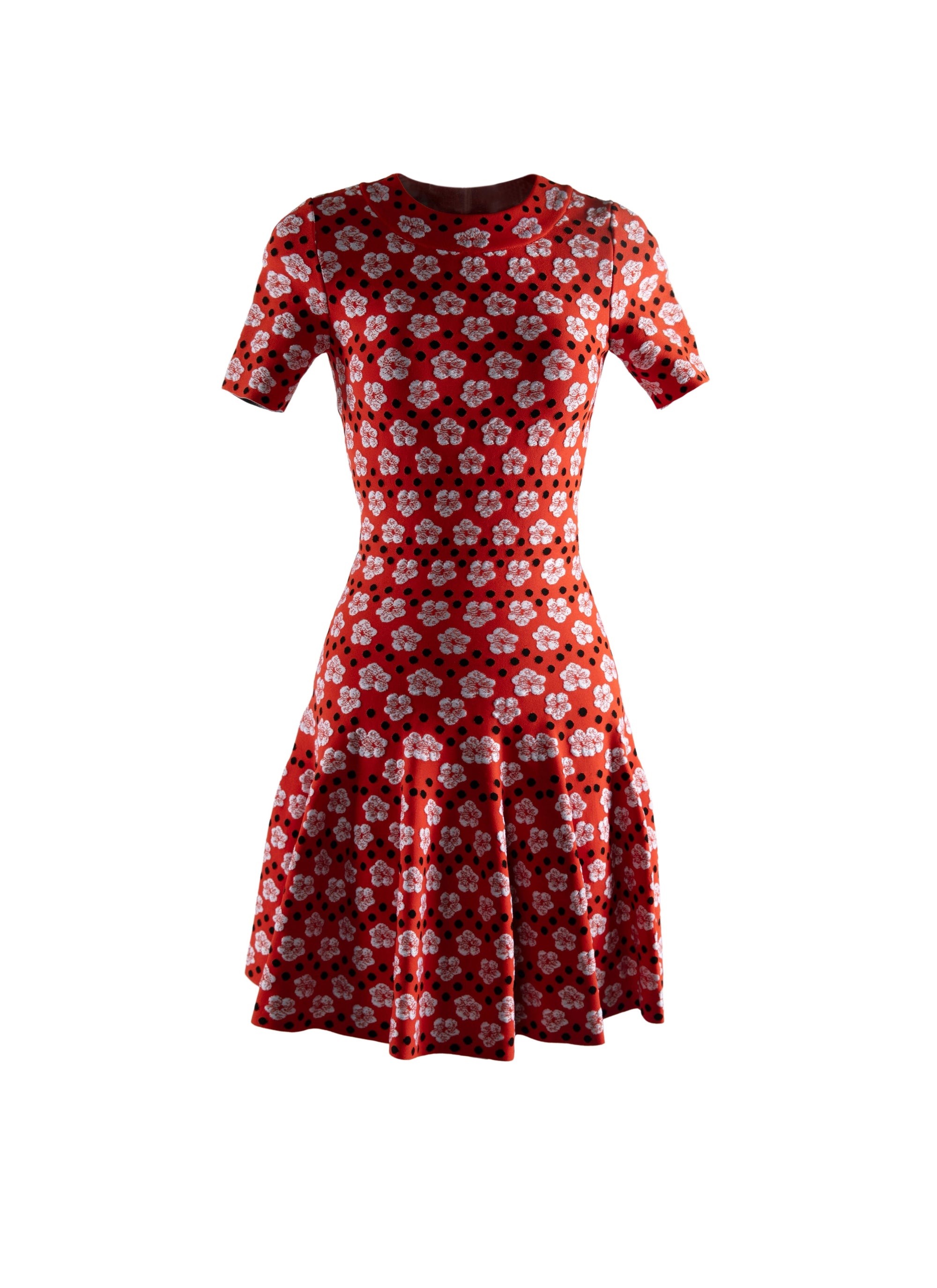 Robe manches courtes ornée d'un motif orchidé - Orange & Blanc