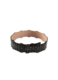 Ceinture cloutée sans boucle en cuir - Noir